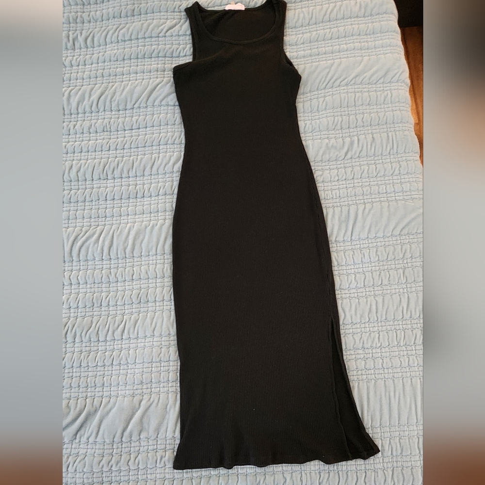 Black Ribbed Midi Tank Dress - Sleek Everyday Style